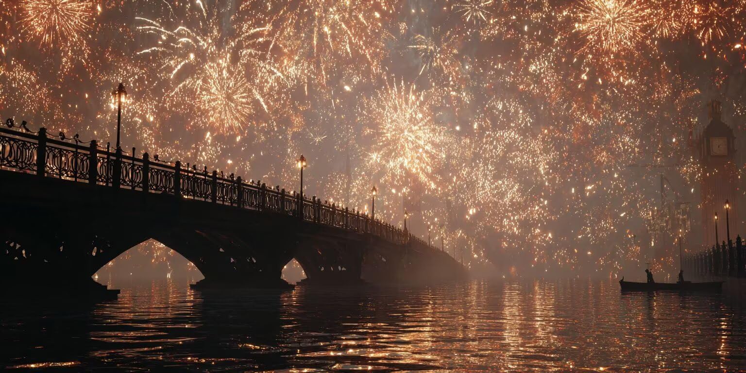 Pintar por Numeros Adultos, Fuegos Artificiales Puente 70x90cm 7JGWX-306