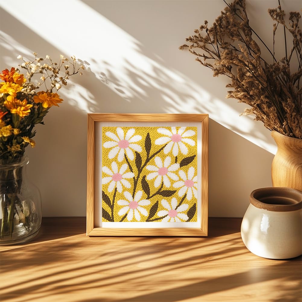 Daisy Flower Punch Needle Embroidery Kit - Beginner DIY -6 Daisy Flower Punch Needle Embroidery Kit - Beginner DIY -6