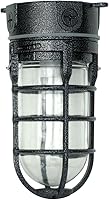 Woods L1706BLK Vandal-Resistant 150W Security Light - Hammered Black Ceiling Mount, Durable for Indoor/Outdoor Use