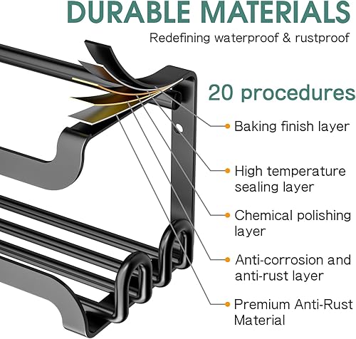 Miniatura 4 de LUCYCAZ Paquete de 4 estantes de especias para montar en la pared con 16 ganchos, estante organizador de especias para estufa, gabinete de despensa,