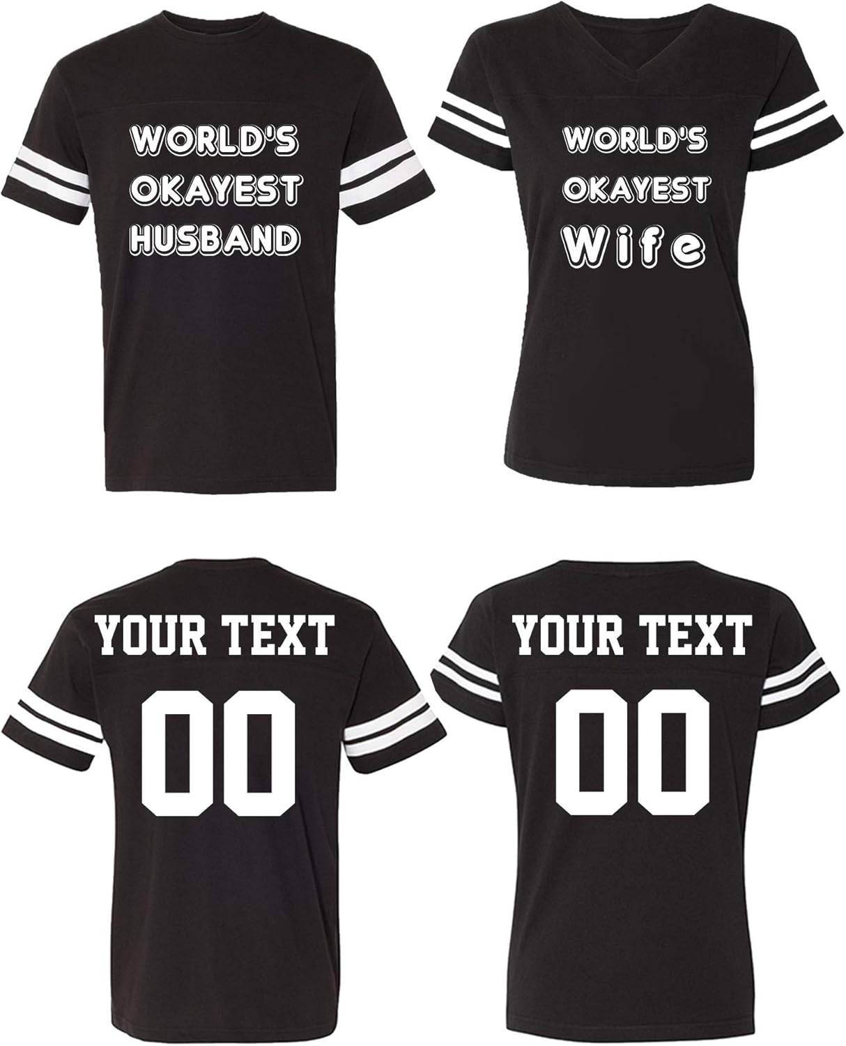 Matching Custom Couple Cotton Jerseys His & Her Matching Couple T-Shirts Jersey