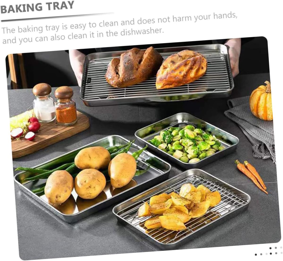 MAGICLULU 1set Baking Rack Multi-function Baking Tray Wire Cooling Rack for Camping Easy to Clean for Cookies Desserts