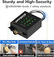 Vista 4 de eLinkSmart Candado inteligente resistente con llave, bloqueo de almohadilla con teclado de código, resistente a la intemperie, Bluetooth RFID