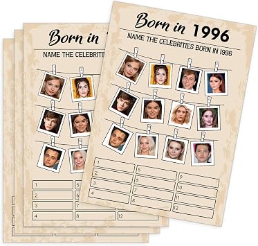 QUPT 30th Birthday Party Games, Born in 1996 Games, Birthday Party Supplies for Adults, Fun 1996s Party Game,Pack of 30 Cards