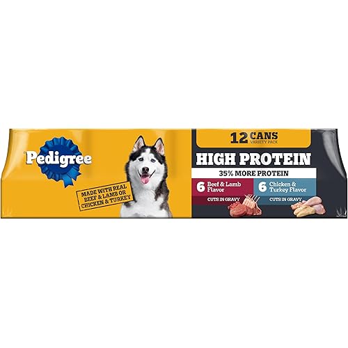 Pedigree High Protein Wet Food Beef Lamb & Chicken Turkey in Gravy Variety Pack 13.2 oz. Cans 12 Count