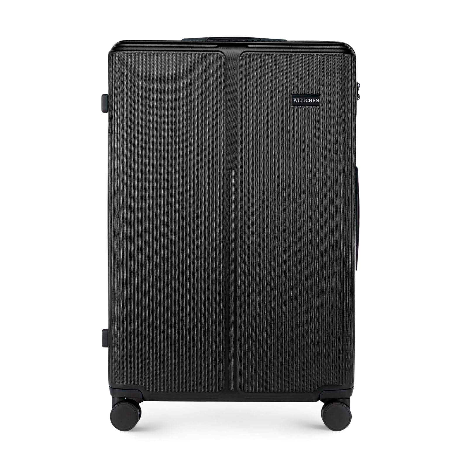 WITTCHEN Stripes Line Valigia grande (XL) | 76,5 × 50 × 29 cm (96 L), ABS rigido, 4 ruote 360° e lucchetto a combinazione | Trolley grande formato XL, Ryanair/ITA Airways - Colore: Nero