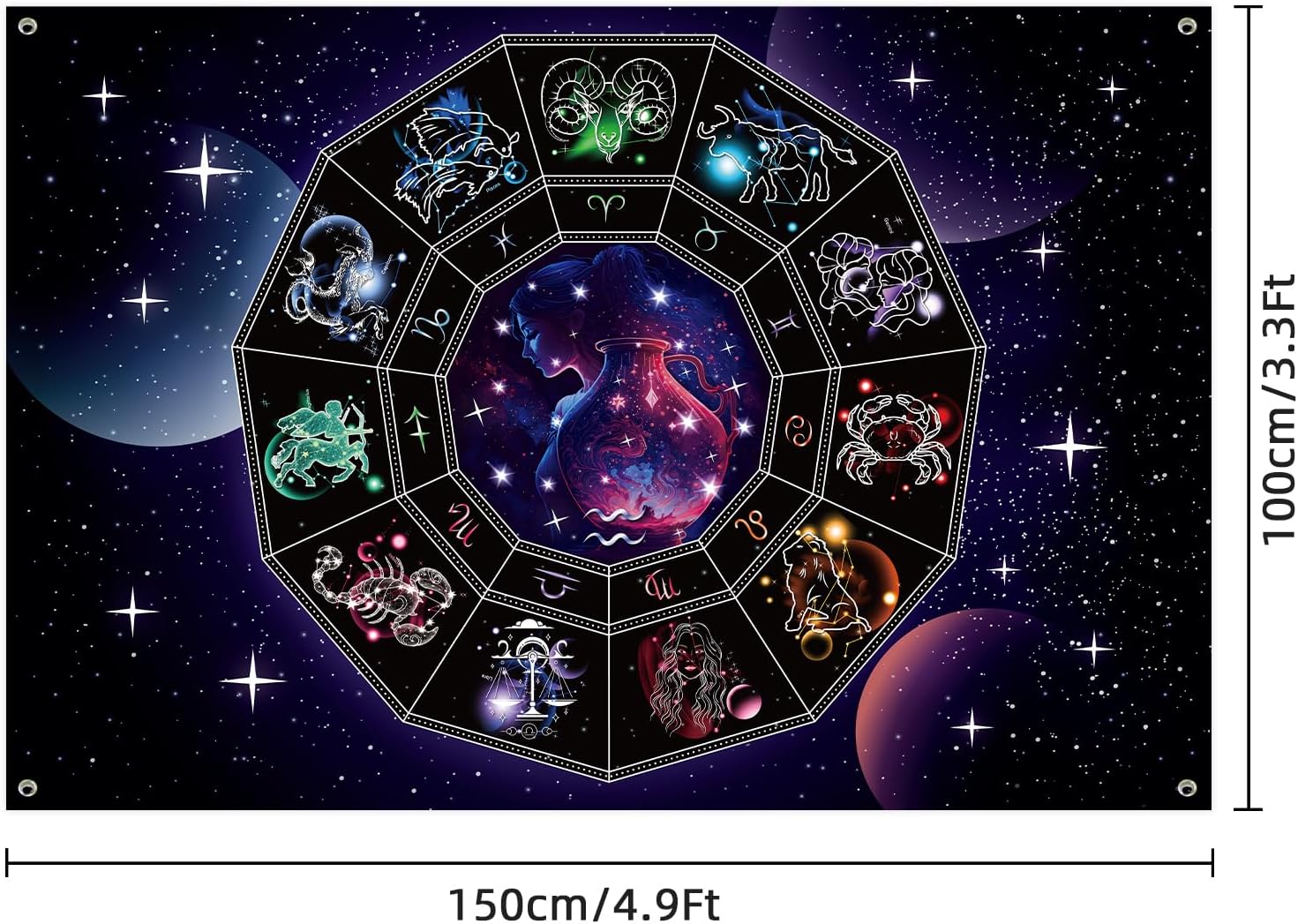 Zodiac Aquarius Party Decorations Zodiac Gifts Aquarius Backdrop Happy Birthday Banner Cake Topper Aquarius Birthday Party Decorations