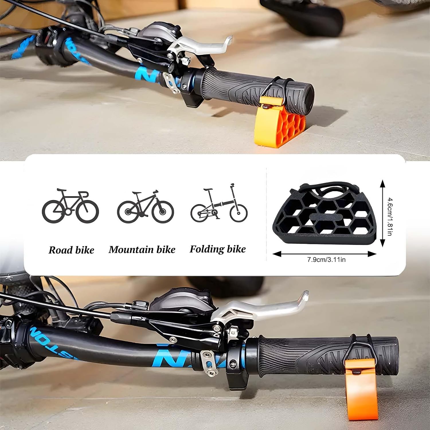 Bicycle Handlebar Stand - Bike Repair Stands with Non-Slip Straps, Inverted Lightweight Bracket for Cyclists, Maintenance Tool (1 Pair) (Orange) image 4