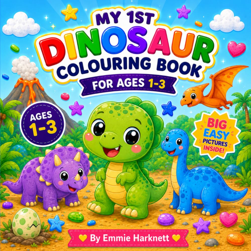 My 1st Dinosaur Colouring Book for Ages 1-3: Big Simple Pictures of Friendly Dinosaur Characters for Toddlers Ages 1-3