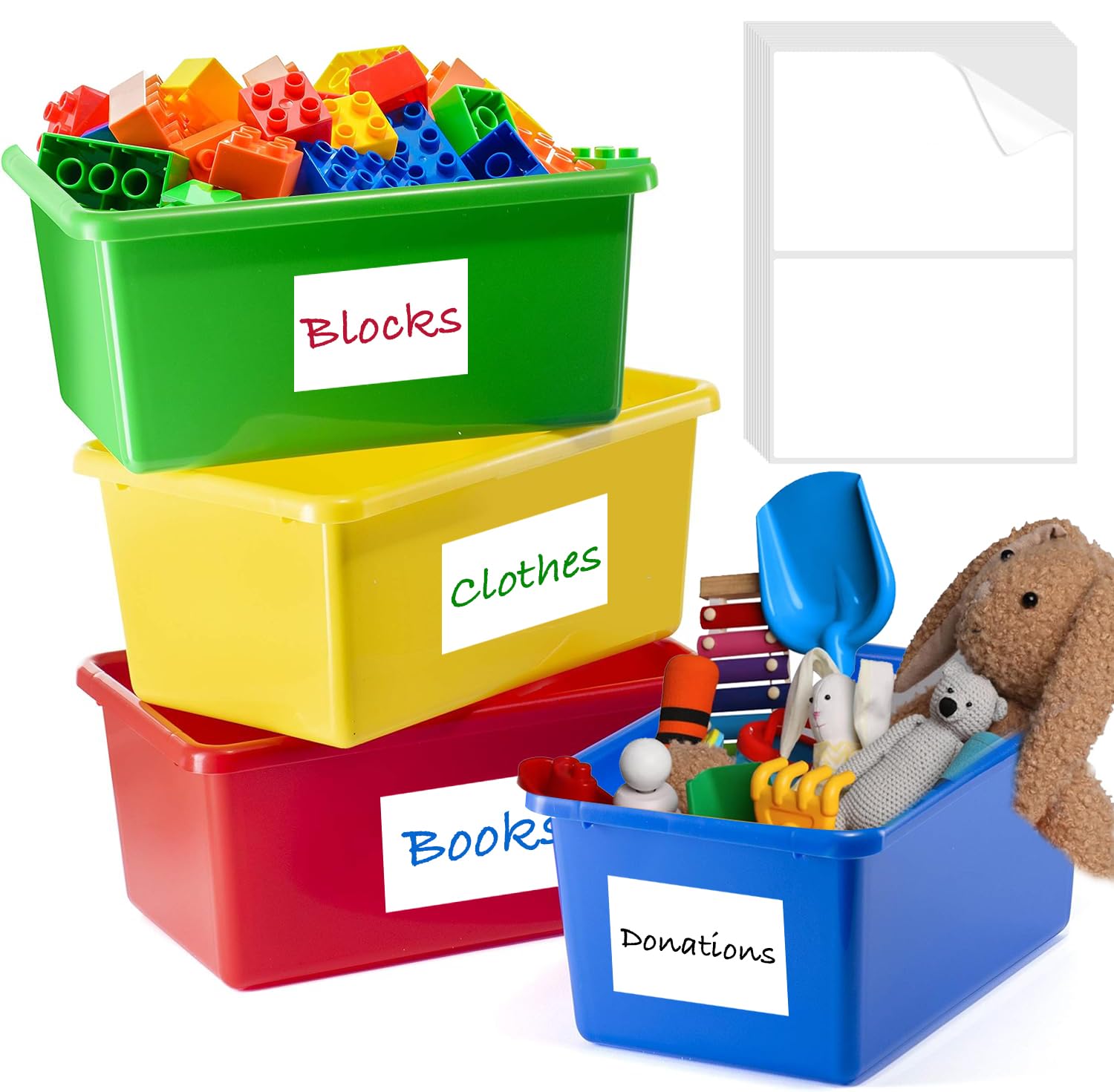 150 Pcs Labels for Storage Bins, 6 X 4 Inch Removable Tear Resistant No Residue Storage Bins Labels for Home Organization, Storage, Business, School