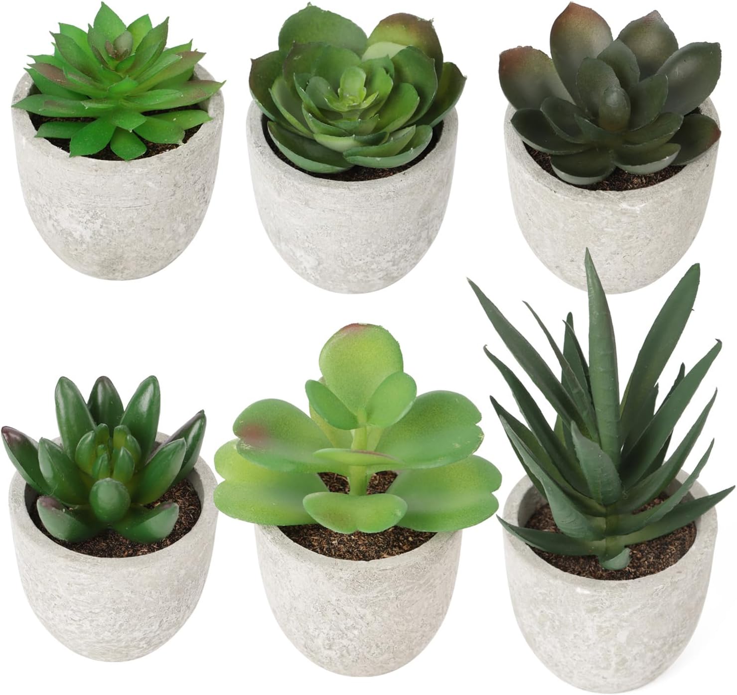 6 Pack Artificial Plants Small Fake Succulent in Pots,Assorted Decorative Faux Pink Succulent Potted,Mini Faux Potted Succulent Decor for Table Decor,Bathrooms,Office Decor