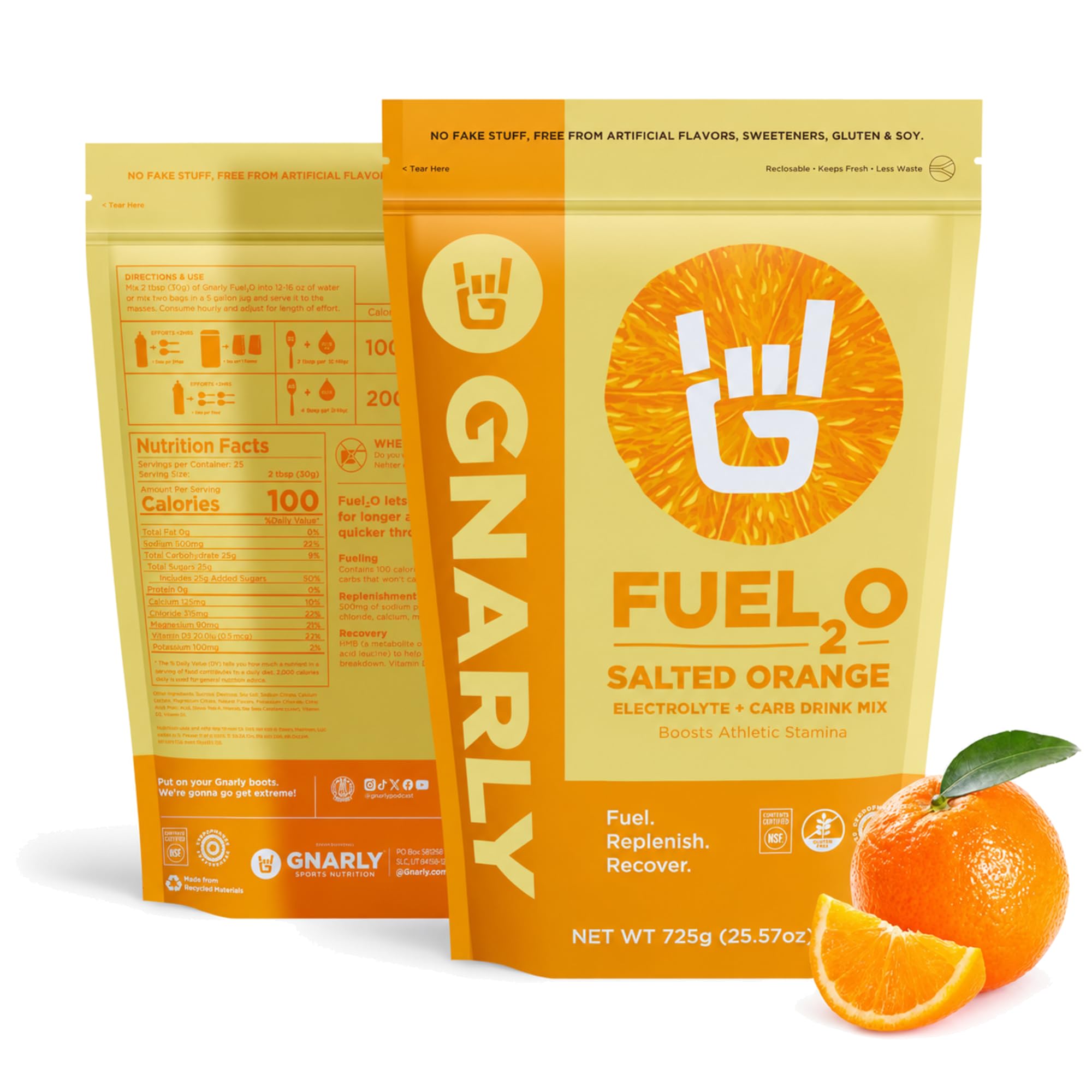 Gnarly Nutrition Fuel2O Salted Orange Electrolyte Powder | 25.57 oz Bag