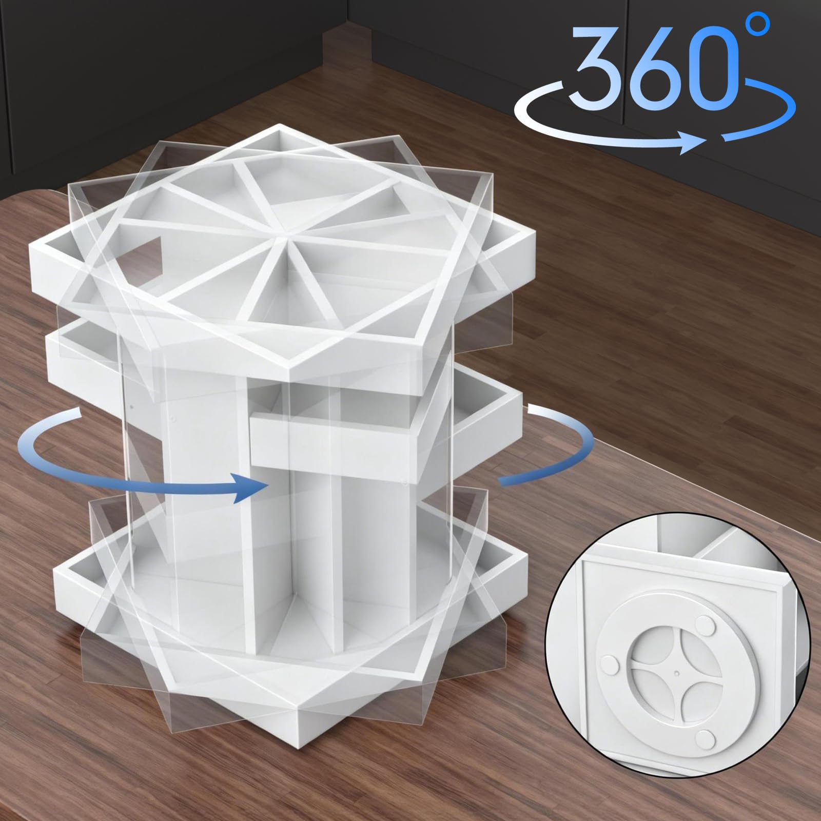 360° Rotating Cologne Organizer, Large Wood Perfume Stand and Grooming Station
