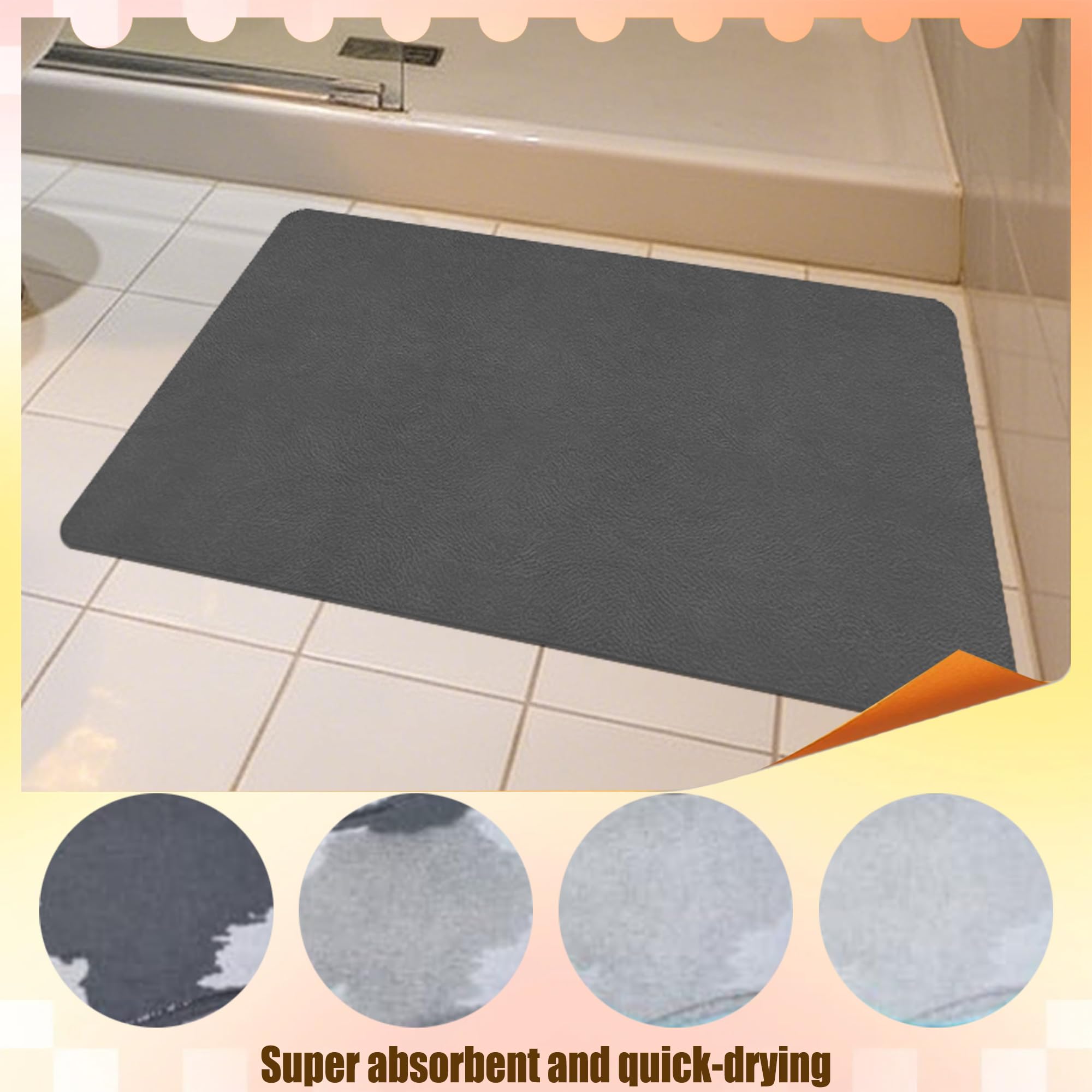 Tappeto Diatomite Bagno Antiscivolo 50 x 140 cm Assorbente Tappetino Antiscivolo Doccia Antimuffa per Doccia, Cucina, Ingresso, Grigio Scuro