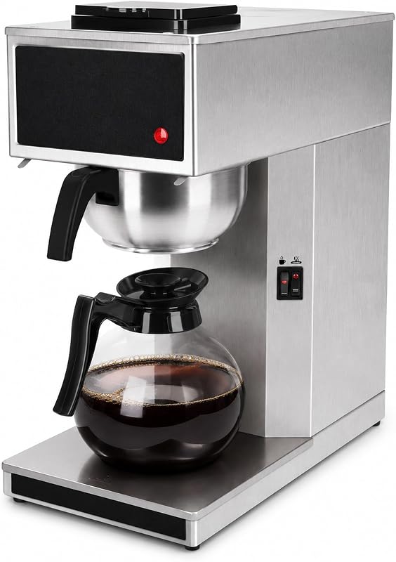 YUANHAO Cafetera comercial de 12 tazas con calentadores dobles, cafetera de acero inoxidable Pourover-120 V, cafetera de goteo compacta para oficina, iglesia, sala de descanso, uso en eventos | Cafetera Pourover de acero inoxidable, 120V, cafetera de goteo compacta para oficina, iglesia, sala de descanso, uso en eventos