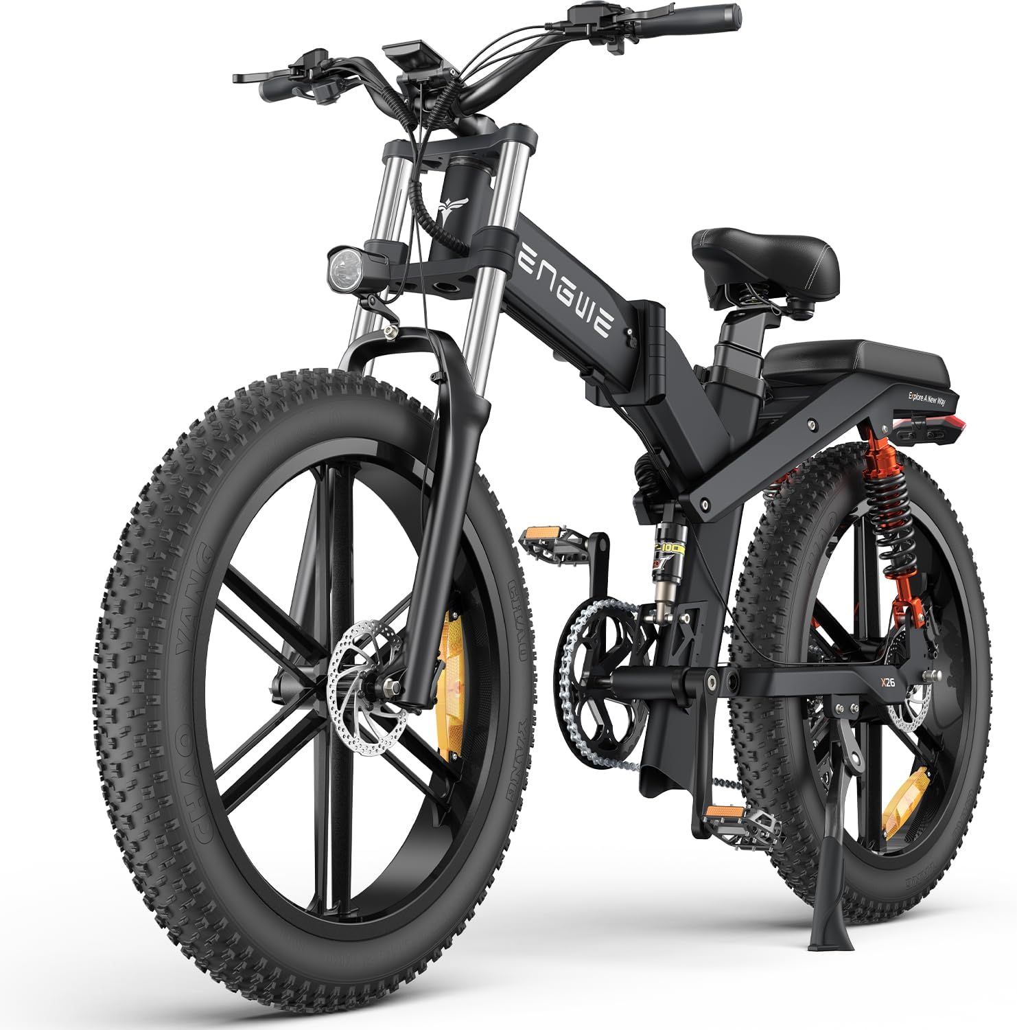 ENGWE X24/X26 1200W Electric Bike for Adults, 26" x 4.0 Fat Tire Folding Ebike with Single/Dual Removable Battery 48V 19.2AH/+10AH up to 62/94Miles & 31MPH