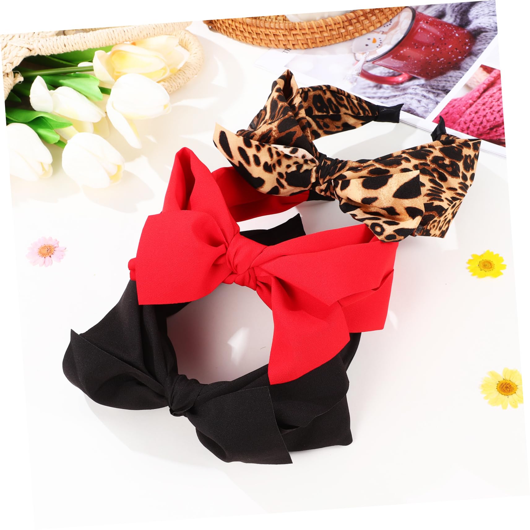 Didiseaon 9 Piezas diadema con lazo diademas anudadas para niñas accesorios para el cabello rojo tiara diadema de rendimiento decoración del pelo del partido corbata de moño
