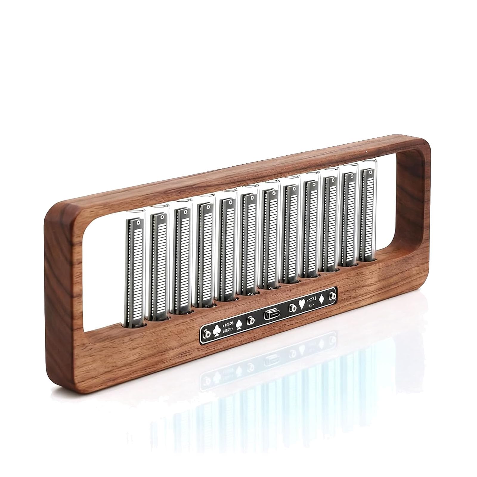 Analizator Widma Audio Z Wyświetlaczem Led, Orzechowa Podstawa, Wiele Trybów Ustawień Wstępnych, Regulowane Kolory Do Domowego Audio, Studia, Pokoju Gier
