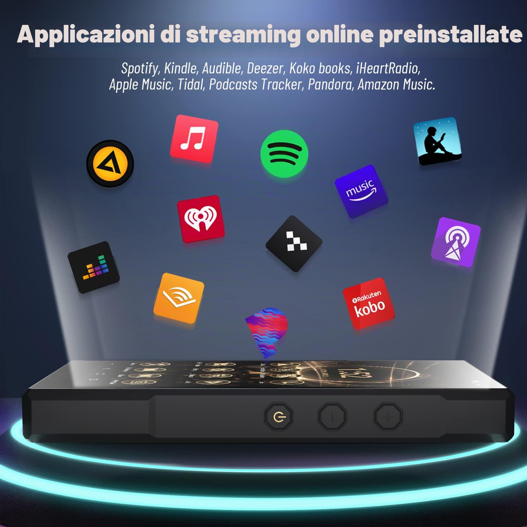 Lettore MP3 da 3 + 96 GB con Bluetooth, Supporta APK Scaricato, Batteria 5000 mAh Preinstallata Spotify, Audible e 5.0" IPS, MTK8 Core, Alloggiamento in Alluminio CNC fino a 1 TB