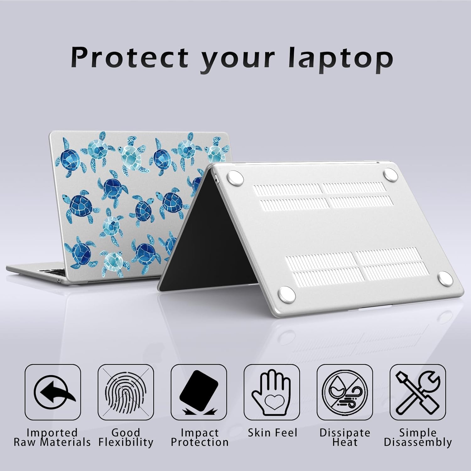 Compatible with MacBook Air 13 inch Case M1 A2337 A2179 A1932 2022 2021 2020 2019 2018 Release, Cute Blue Sea Turtle Protective Hard Shell Matte Cover for MacBook Air 13.3 inch