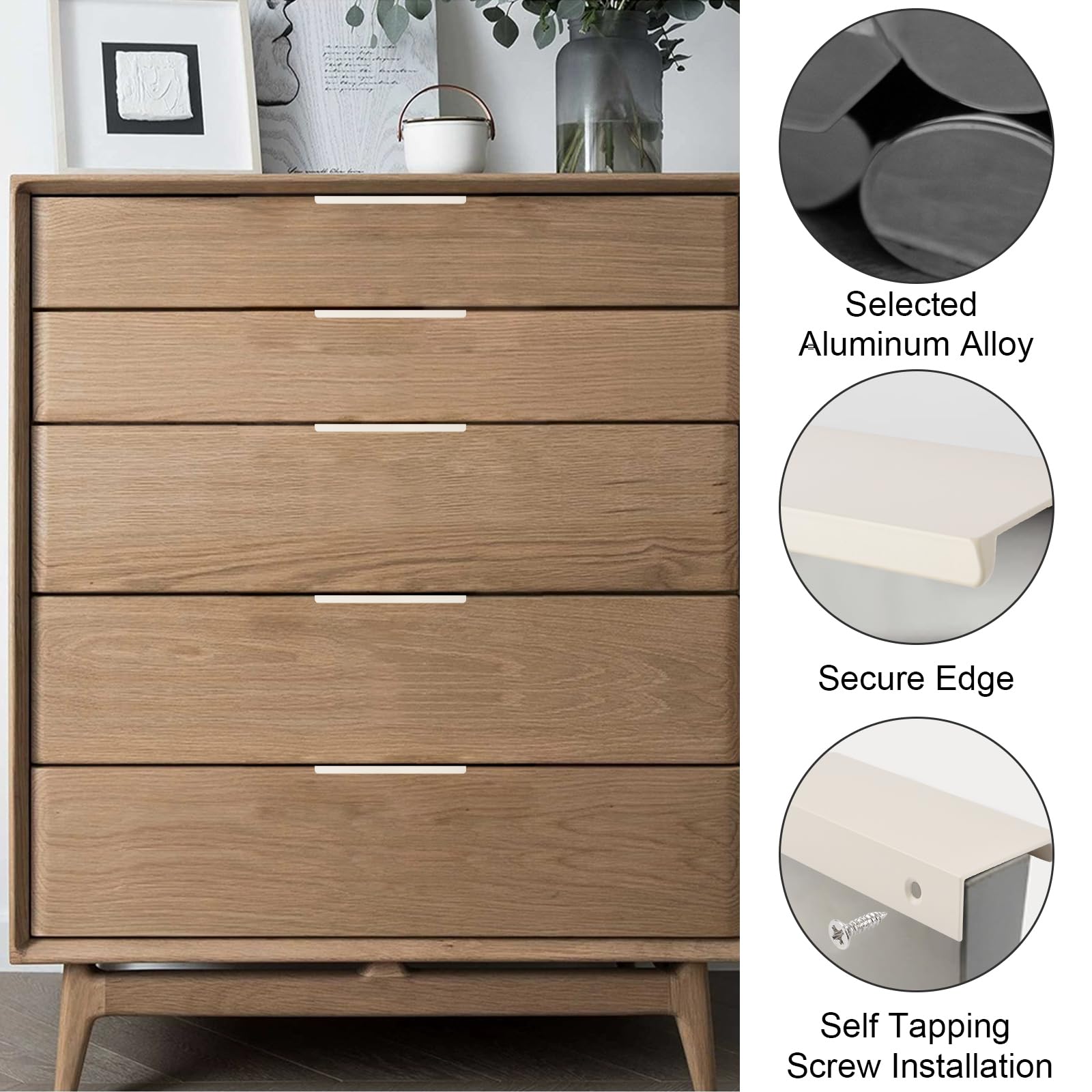 10 Pièces Poignées Incurvées De Meuble Cuisine, Poignée Invisible D'Armoire Cachées De Tiroir