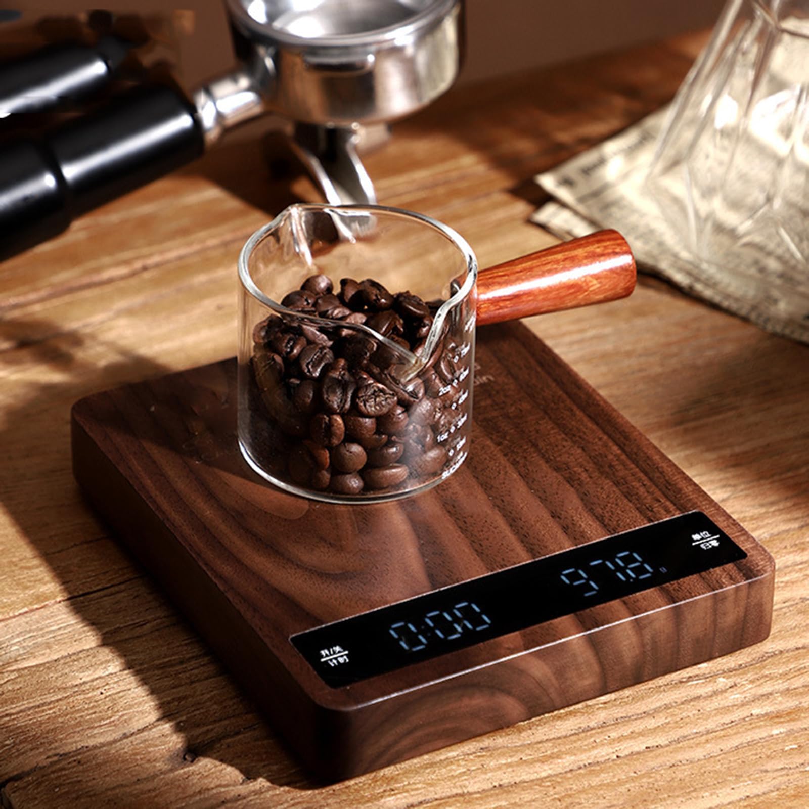 Mini balance à café, balance électronique à café, minuterie manuelle/minuterie automatique/minuterie automatique italienne/compte à rebours/mode poignée, plage de 0,2 g à 3 000 g, précision de 0,1 g,