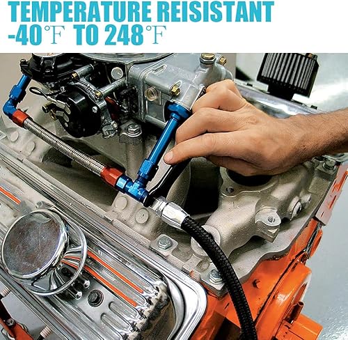 Miniatura 5 de Manguera 10AN - Línea de combustible AN10 de 10 pies de acero inoxidable con trenzado de nylon 500 PSI para aceite, enfriador, freno, transmisión,