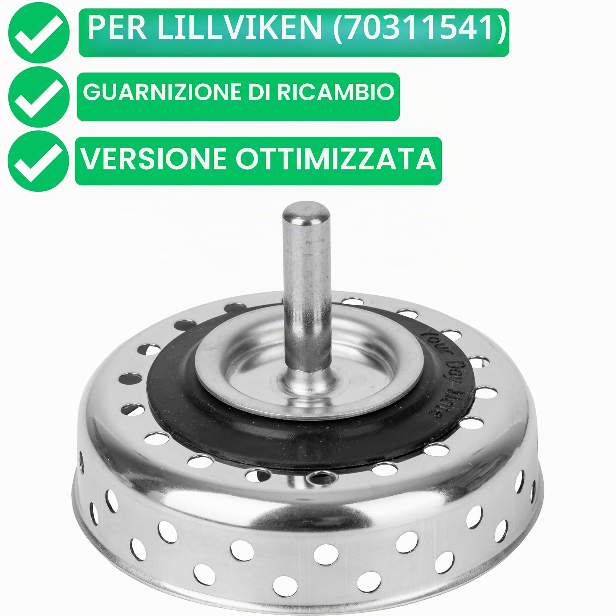 Guarnizione di ricambio per cestello, 2 pezzi, compatibile con IKEA LILLVIKEN 70311541, Ø 54,6 mm esterno, 30,4 mm interno, in silicone, nero, anello di tenuta per lavello