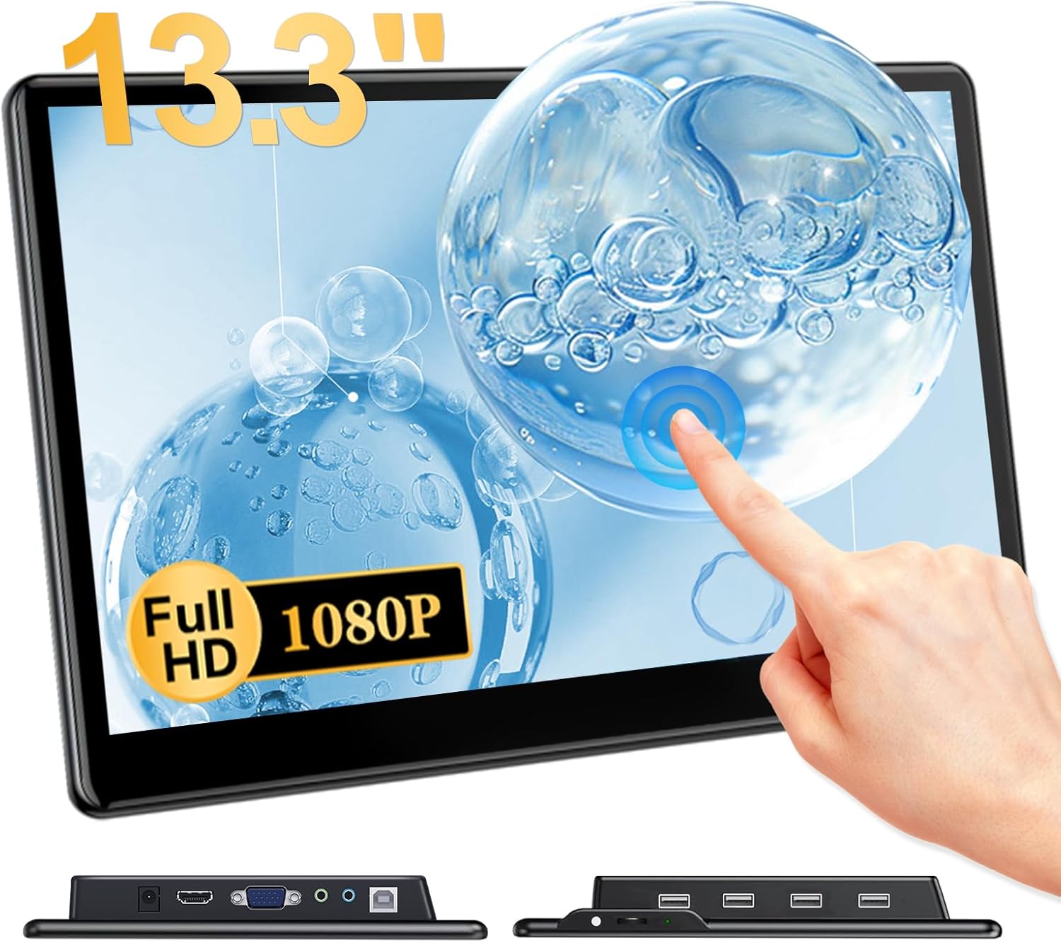 13.3'' Portable Touchscreen Monitor,FHD 1920×1080 IPS 10