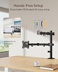 monTEK Dual Monitor Stand for 17-32" Screens, 22 lbs Each | Dual-screen desk mount, height adjustment, tilt, swivel, rotation, clamp/grommet bases and VESA 75/100