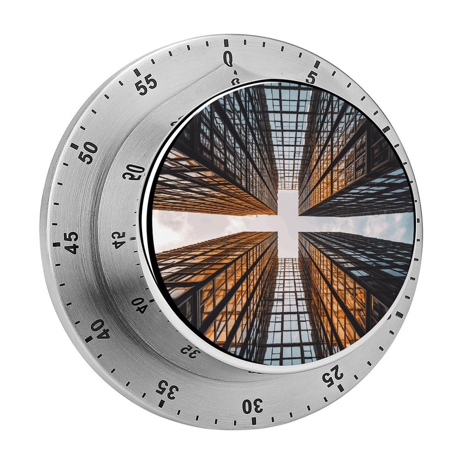 Adfgyerh Style Skyscraper Looking Up At Sky Timer For Cooking, Kitchen Timer Magnetic No Batteries Required, Mechanical Timer With Loud Alarm, For Fitness Baking Exercise Oven
