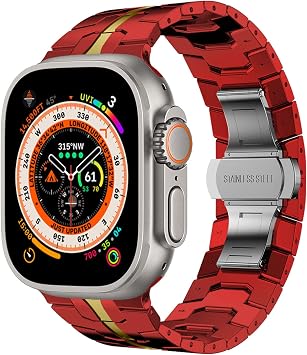 FULLIFE Stainless Steel Link Band for Apple Watch Ultra 3/2/1 49mm, Folding Clasp Metal Bracelet Compatible with Series 11/10 46mm, 9/8/7 45mm, SE/6/5/4 44mm, 3/2/1 42mm Men