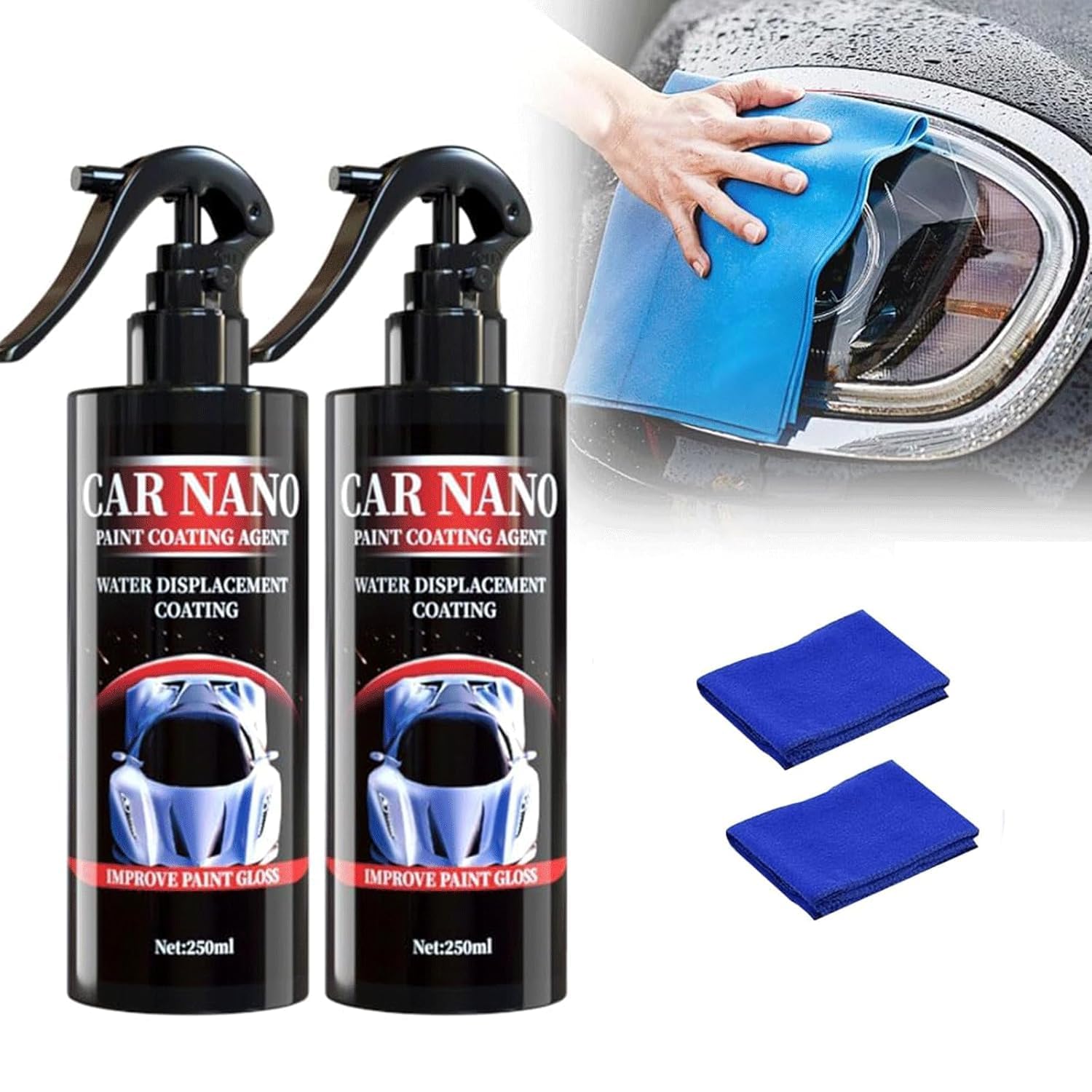 Nano Car Spray,(2 PCS) Car Nano Paint Coating Agent,2025 New Car Polish Car Body Scratch Remover,Fast Repair Scratches Repairing Polish Spray,Car Accessories Scratch Remover Kit for Cars