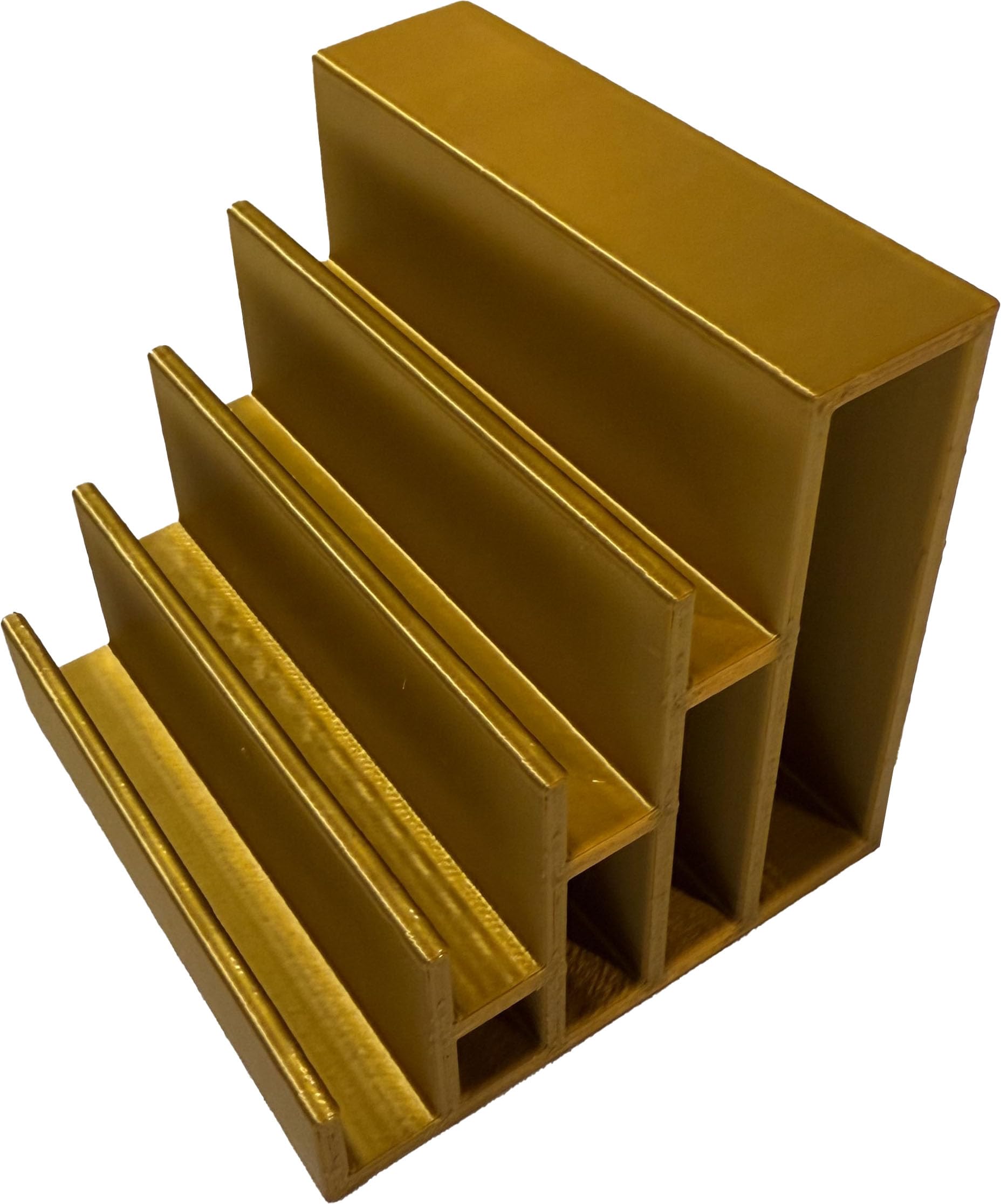 DAM Merch Bold Professional 4 Tier Business Card Display Holder for Desk or Counter (Gold - Solid)