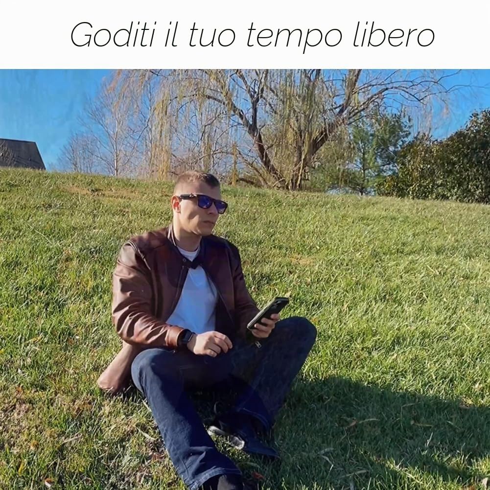 OhO - Occhiali da sole Bluetooth, controllo vocale e orecchio aperto, occhiali intelligenti per ascoltare musica e chiamate con volume su e gi, occhiali audio Bluetooth 5.2 e impermeabile IP44