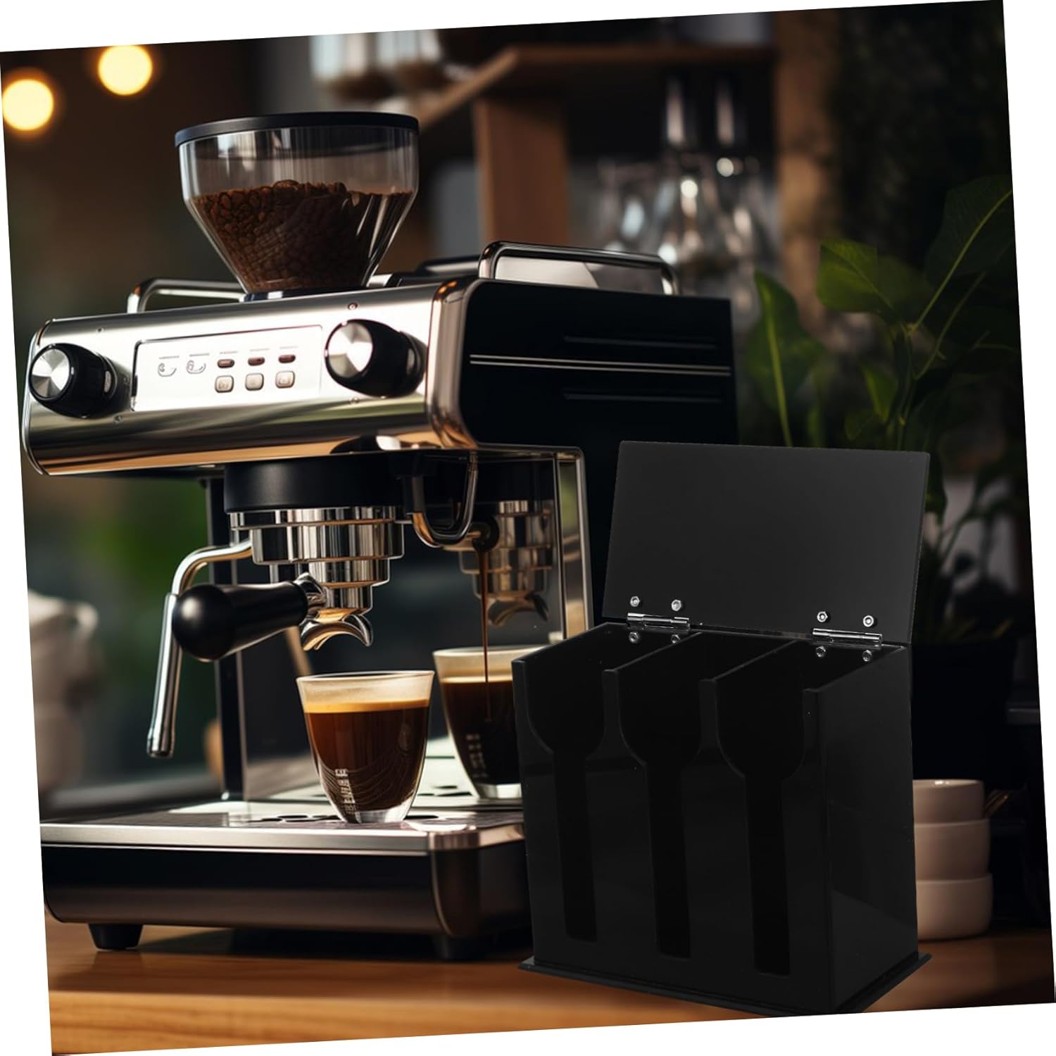 STOBAZA Compartment Acrylic Table Spoon Storage Box Organizer for Kitchen Gadgets Silverware Organizer