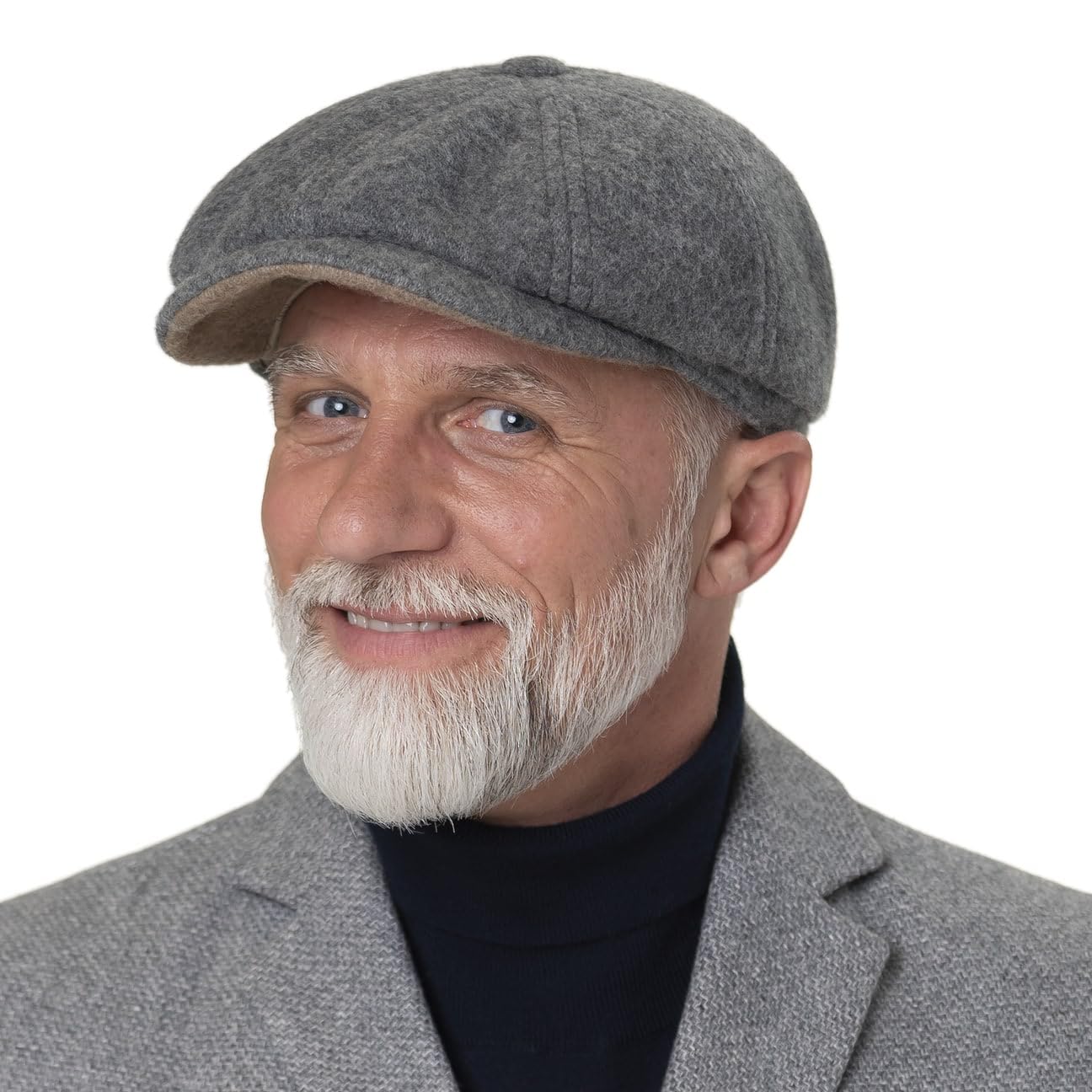 Stetson Hatteras Wool Doubleface Flat Cap Men Grey-Mottled 6 3/4-6 7/8