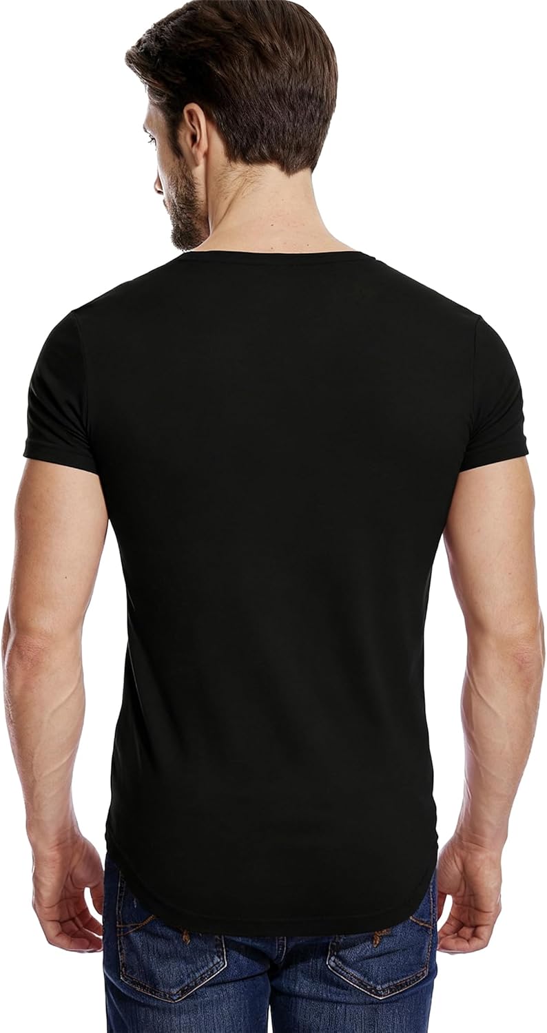 Mens Deep V Neck T-Shirts Vneck Tshirt Low Cut Undershirts Slim Fit Short Sleeve Tees - Image 6