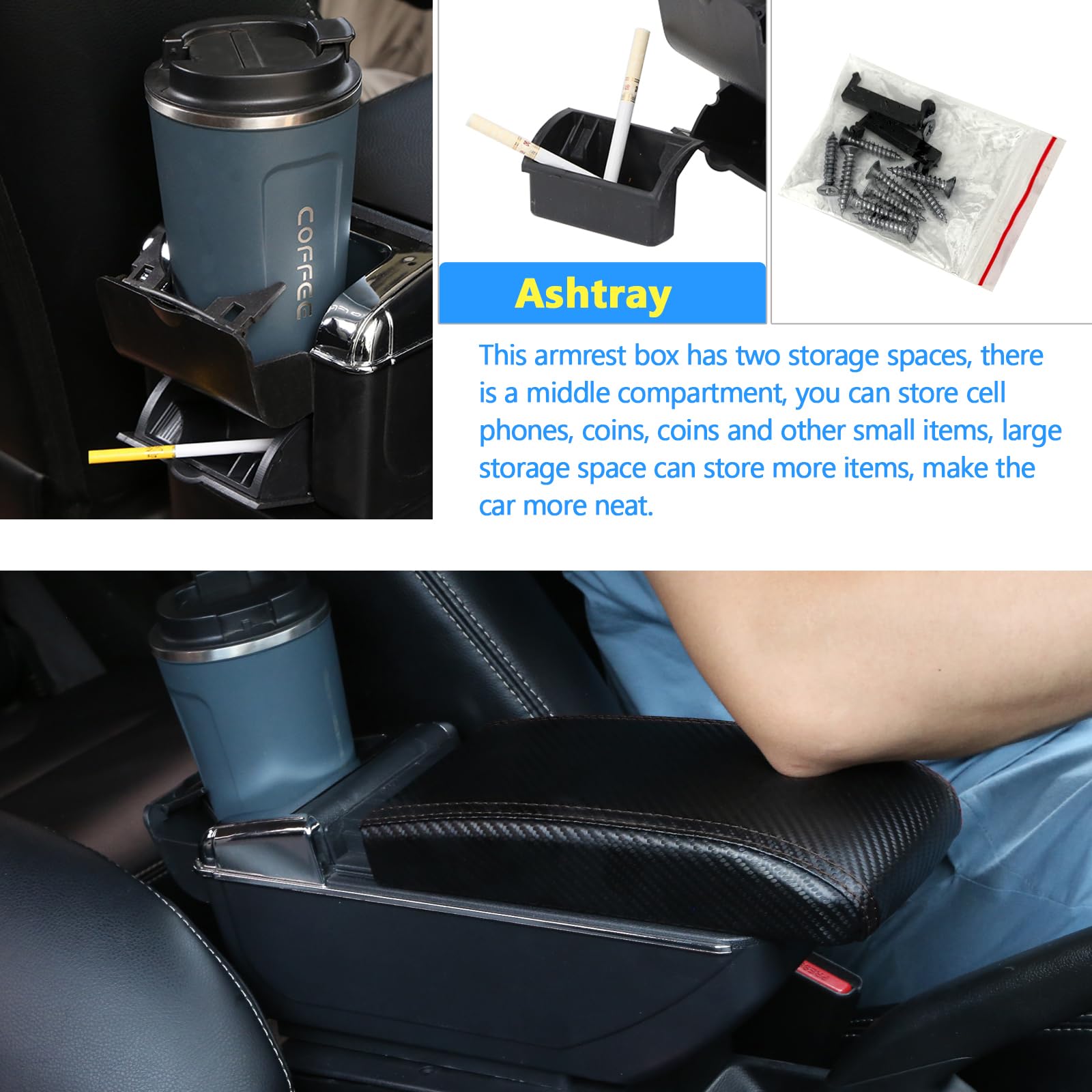 YJYWZH Armsteun Compatibel met Opel Astra H Armsteun Auto Consoles Armsteun Opbergdoos met Bekerhouder Interieur
