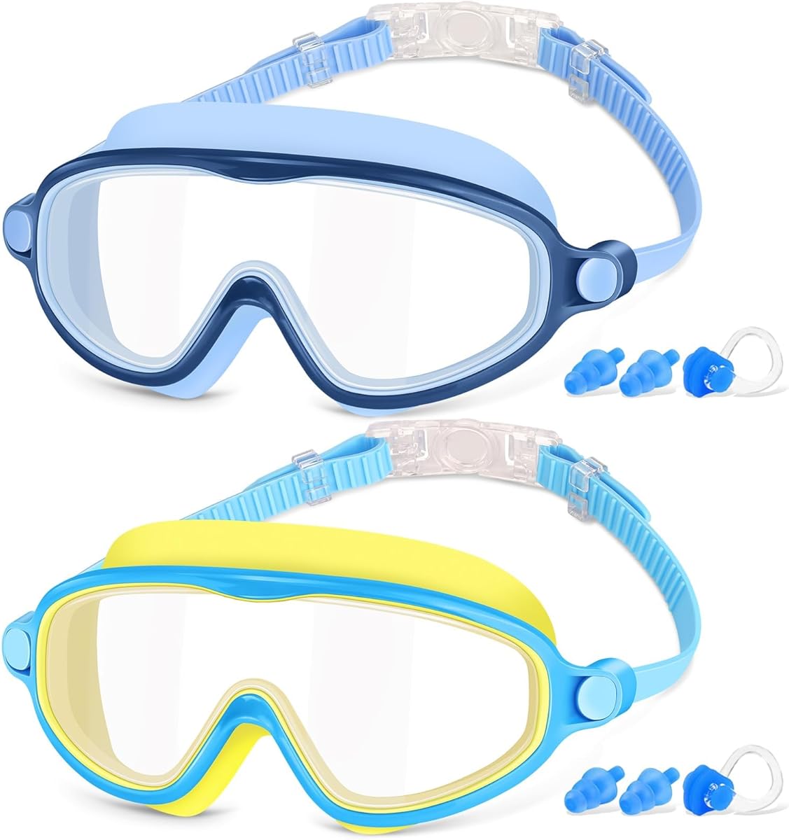 COOLOO Kids Swimming Goggles, 2 Pack Kids Goggles Childrens Swimming Goggles for Age 4-14 Wide Vision Anti-Fog UV Protection Waterproof 180° HD Vision for Junior Boys Girls