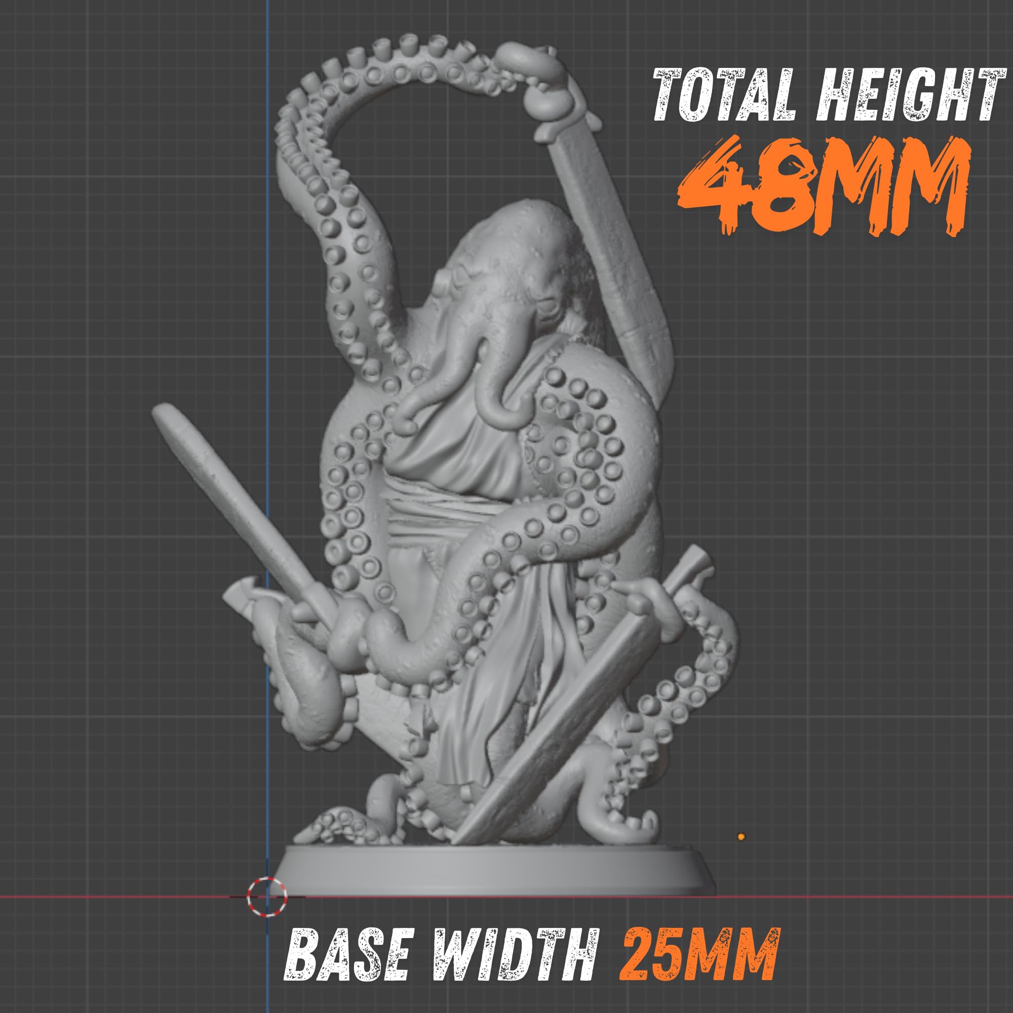 Octopus Master Swordsman DnD TTRPG miniature 45mm for 32 mm scale RPG Hero Character Sea Monster Dungeon Boss Warrior - Image 3