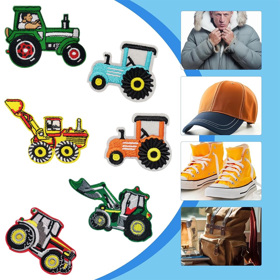 Patch Thermocollant Tracteur Pour Enfants - 80x80 Mm, Broderie Polyester, Lavable 60°C, Décoration Vêtements