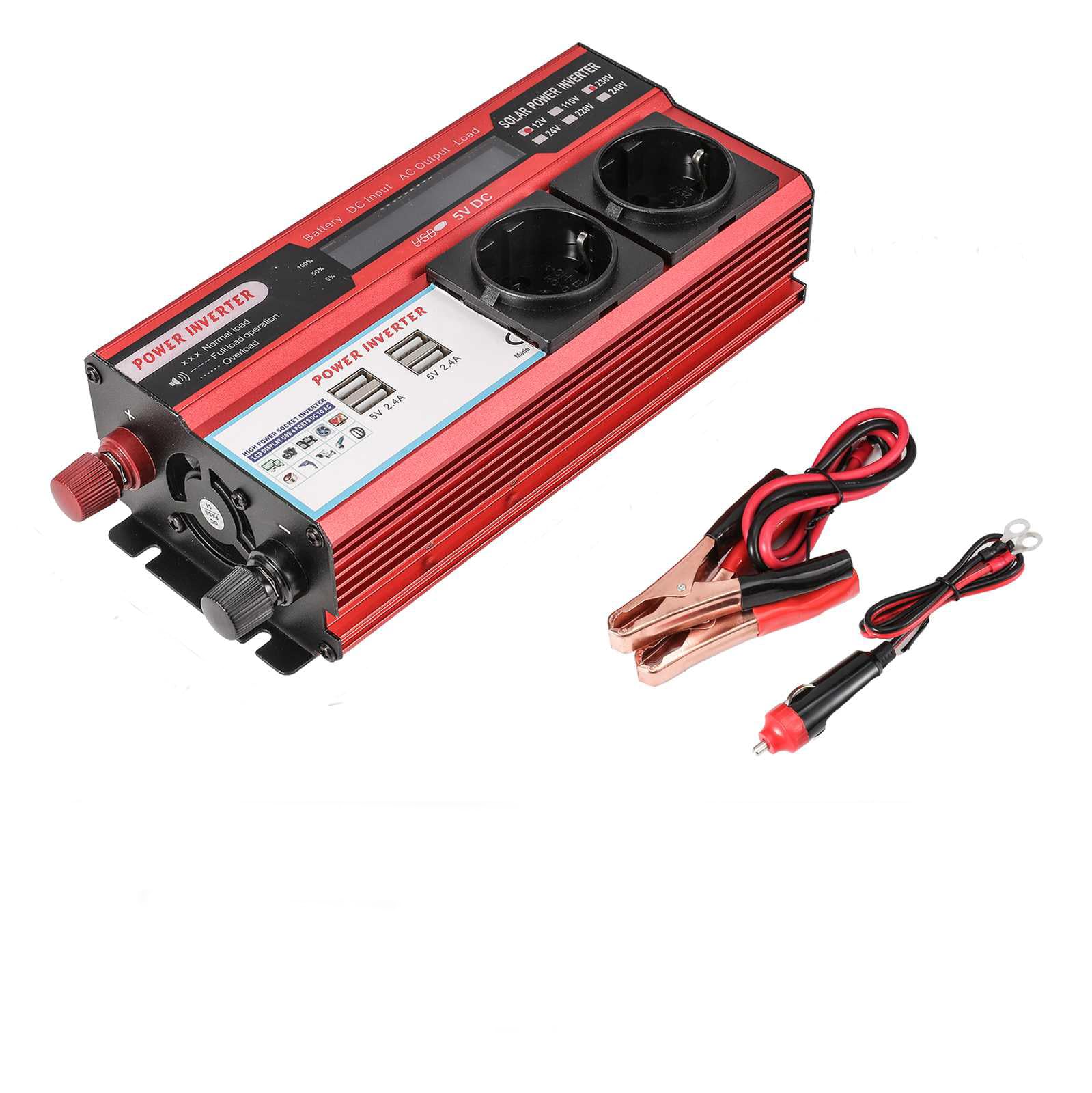 Convertisseur Onduleur 800W,Transformateur DC 12V vers AC 220V 230V,avec 4 USB Prise UE Charge,avec Affichage LED,pour Téléphone RV Voiture,Onduleur Convertisseur (12V 800W)