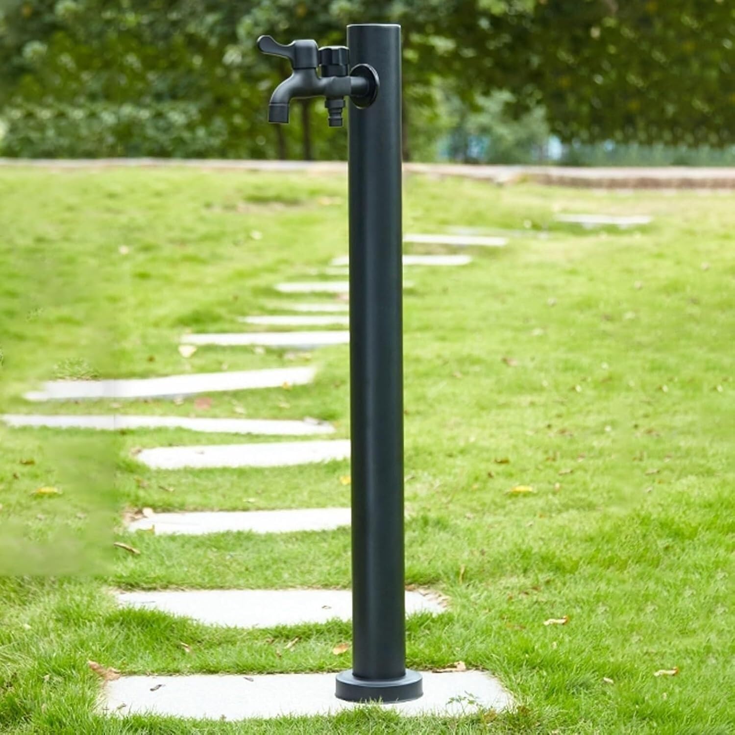 Kanduo Black B Vertical Garden Water Column Outdoor Stainless Steel Water Column，304 Freestanding Hose Stand For Garden Vertical Dispenser Hydrant(,95Cm/37.4In)