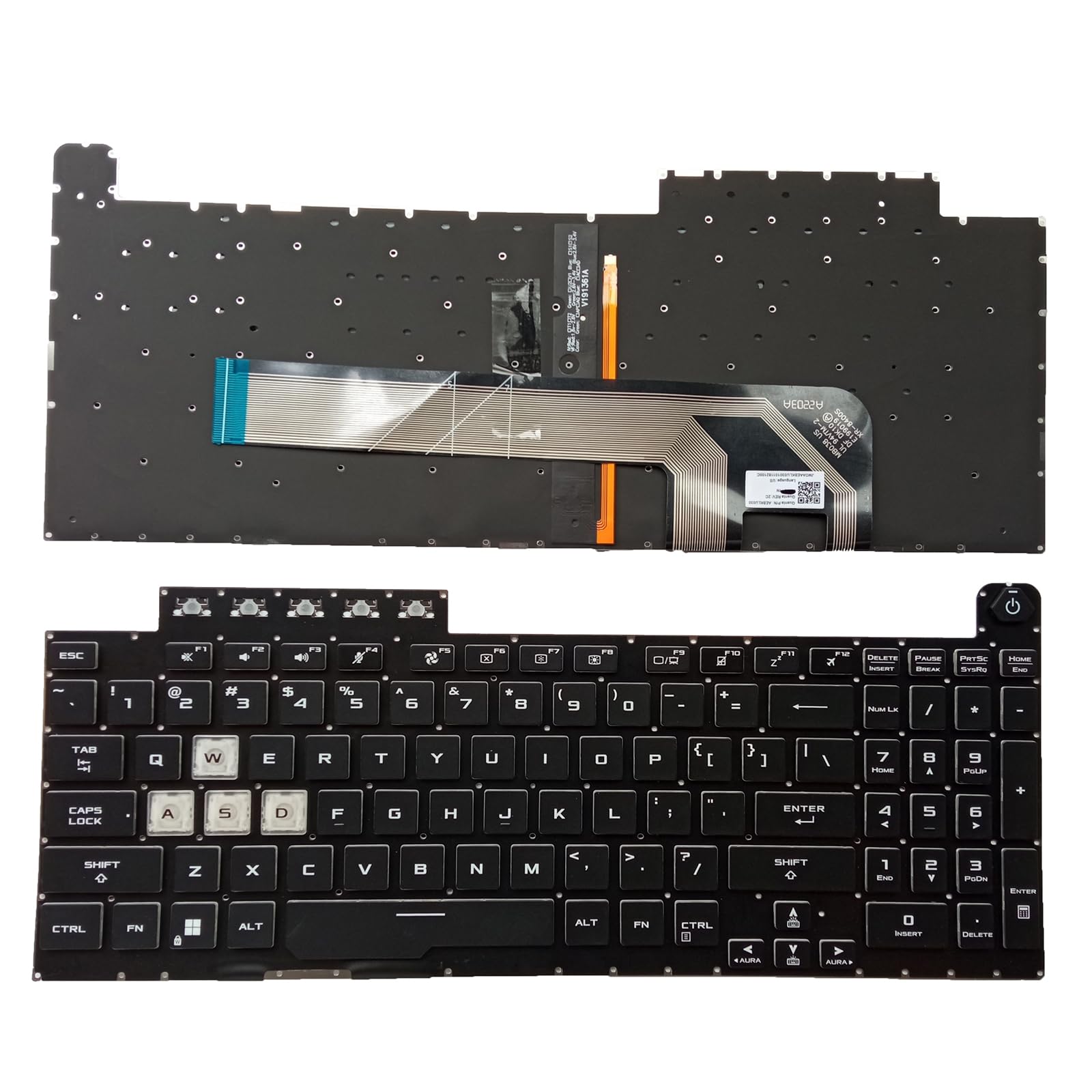 Photo 1 of Siakoocty Laptop Replacement US Layout Keyboard for ASUS TUF Gaming F15 FX506 FA506 FA506Q FX506L FA506U Without Frame,No TrackPoint,Backlit Black