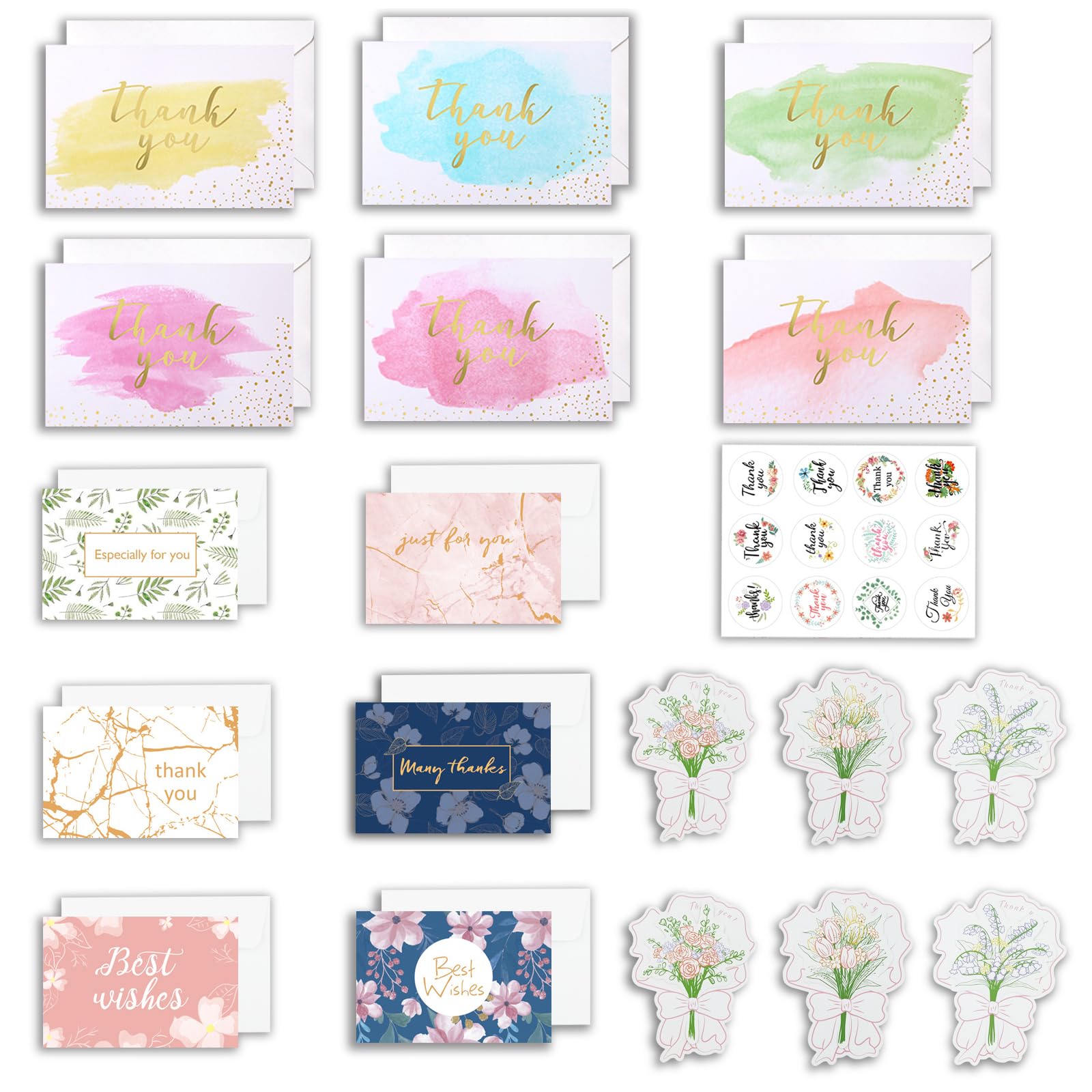 KASESSS 18 Pack Thank You Cards Multipack, Multi-Style Thank You Greeting Card