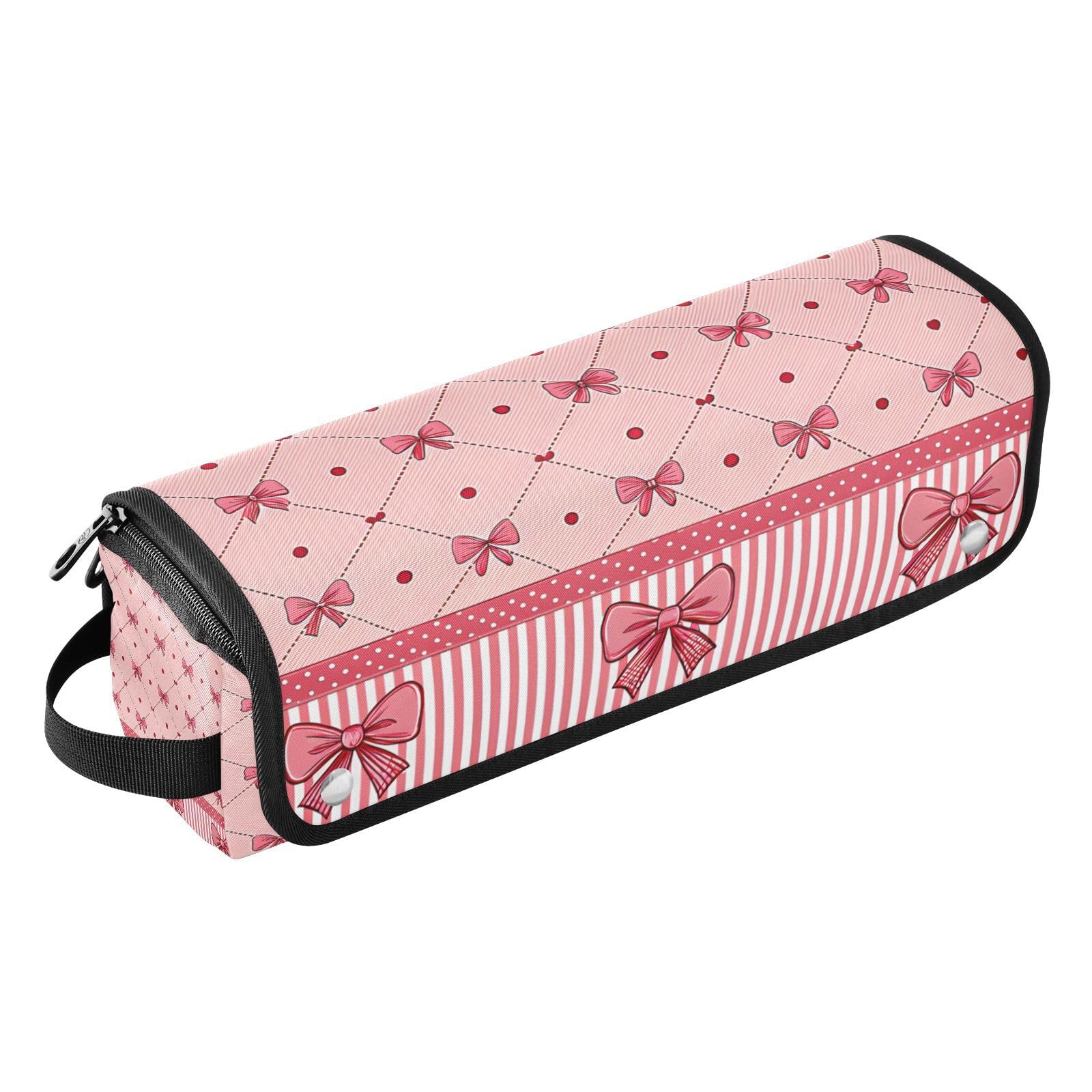 Cute Bows Hair Tools Travel Bag Portable Hair Accessory Organizer with Heat Resistant Mat 2 in 1 Curling