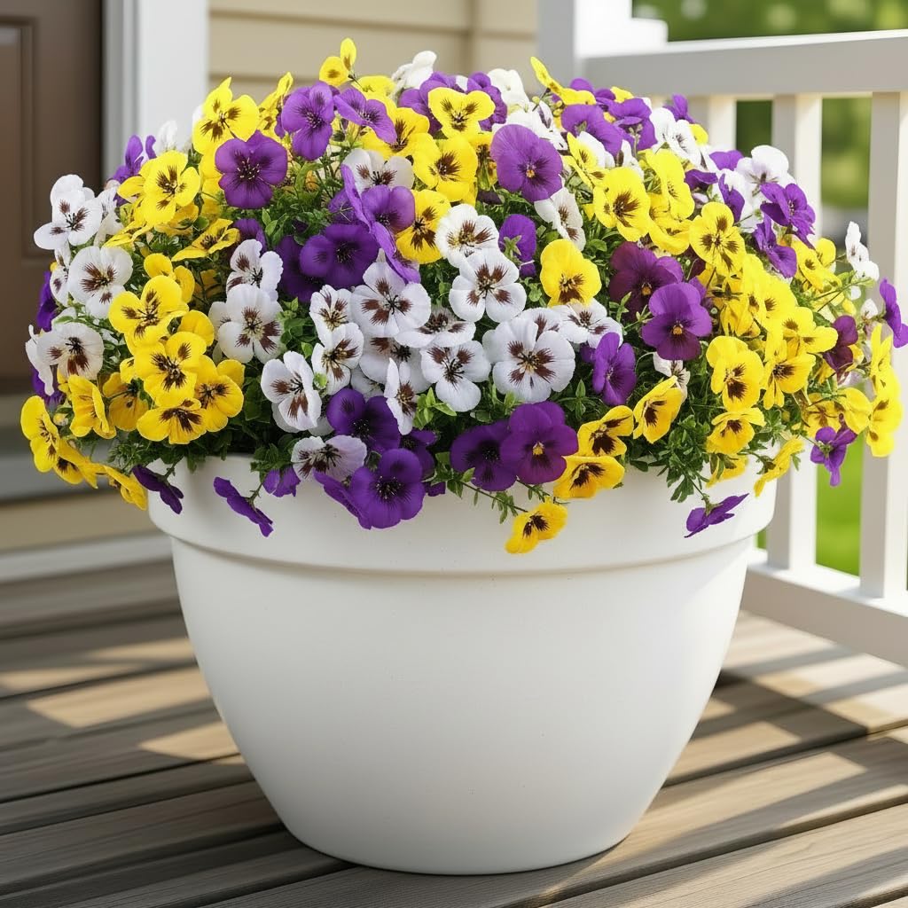 Artificial Pansies Flowers for Outdoor, 12 Bundles UV Resistant Fake Flowers, No Fade Realistic Silk Pansy for Porch Planter Garden Patio Yard Spring Decorations (Purple,White,Yell image 7