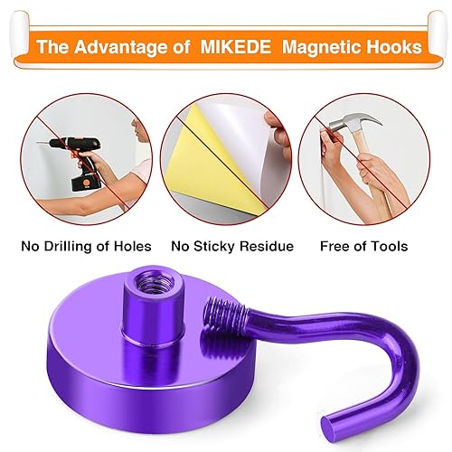 Miniatura 4 de MIKEDE Ganchos magnéticos resistentes, imanes fuertes de 80 libras con ganchos para crucero, ganchos de imanes de tierra de neodimio súper para