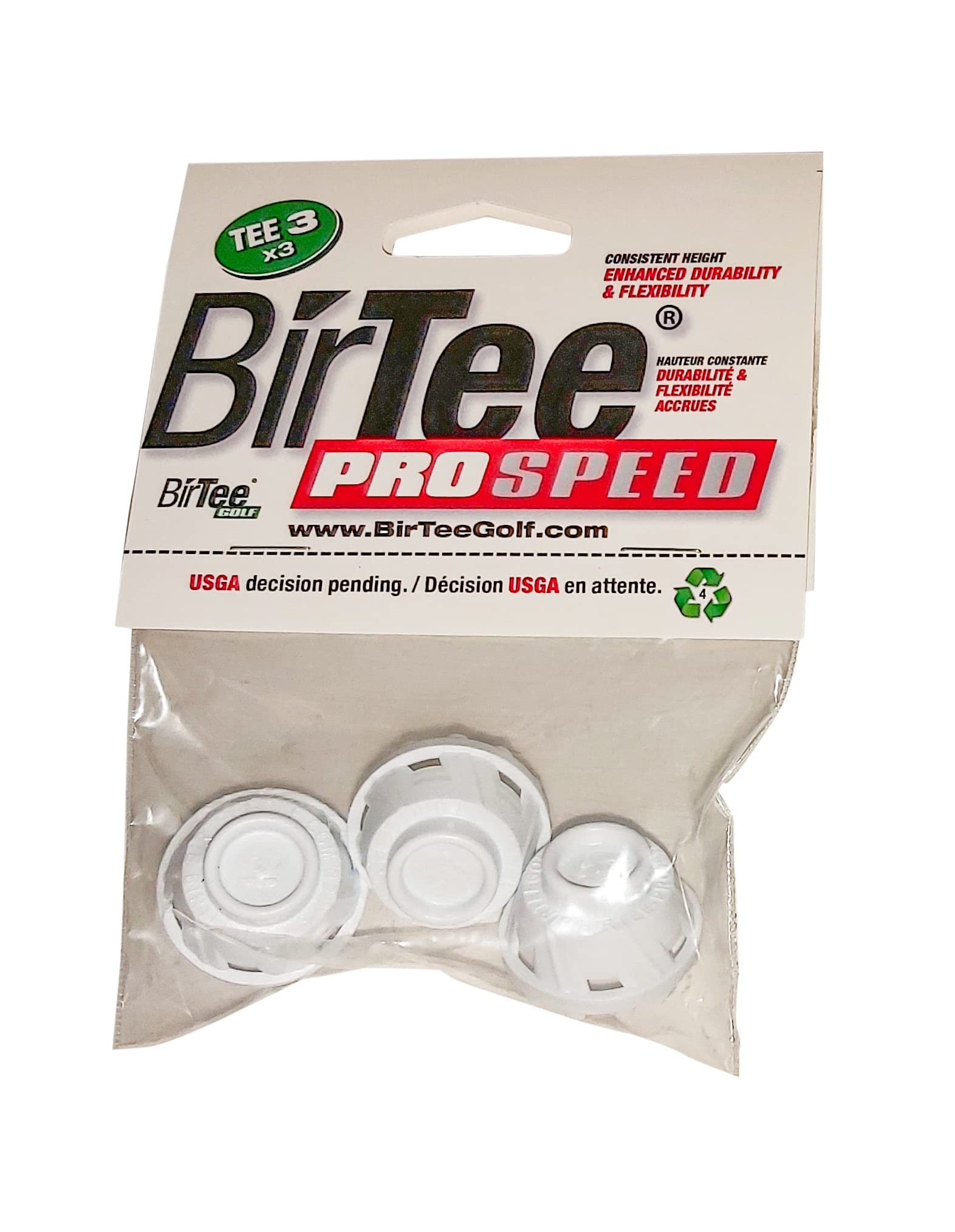 'BirTee Pro Golf Tees - Size #3 (3/4'') Individual Size Packs - 3 Tees Per Pack. Winter/Mat/Simulator Tees'
